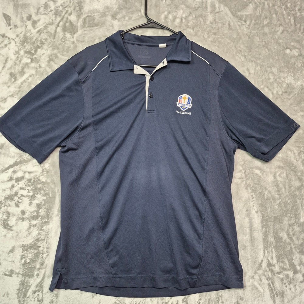 Cutter & Buck Ryder Cup 2016 Hazeltine Polo Shirt Navy Blue Mens Large